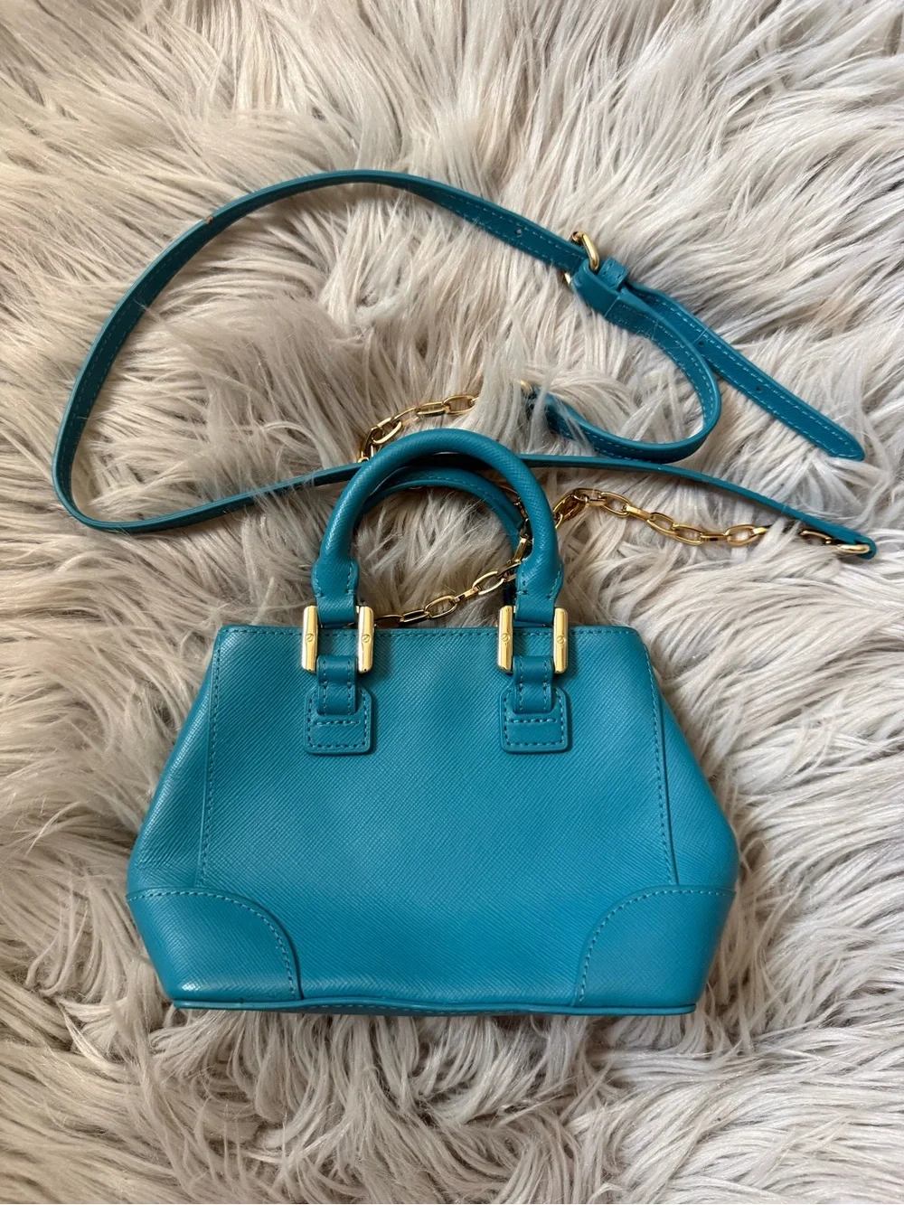 TORY BURCH Robinson Turquoise Blue Leather Mini Satchel Crossbody Bag